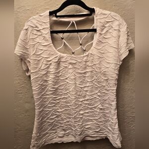 Frank Lyman Textured Top Beaded Lattice Back White Size 16